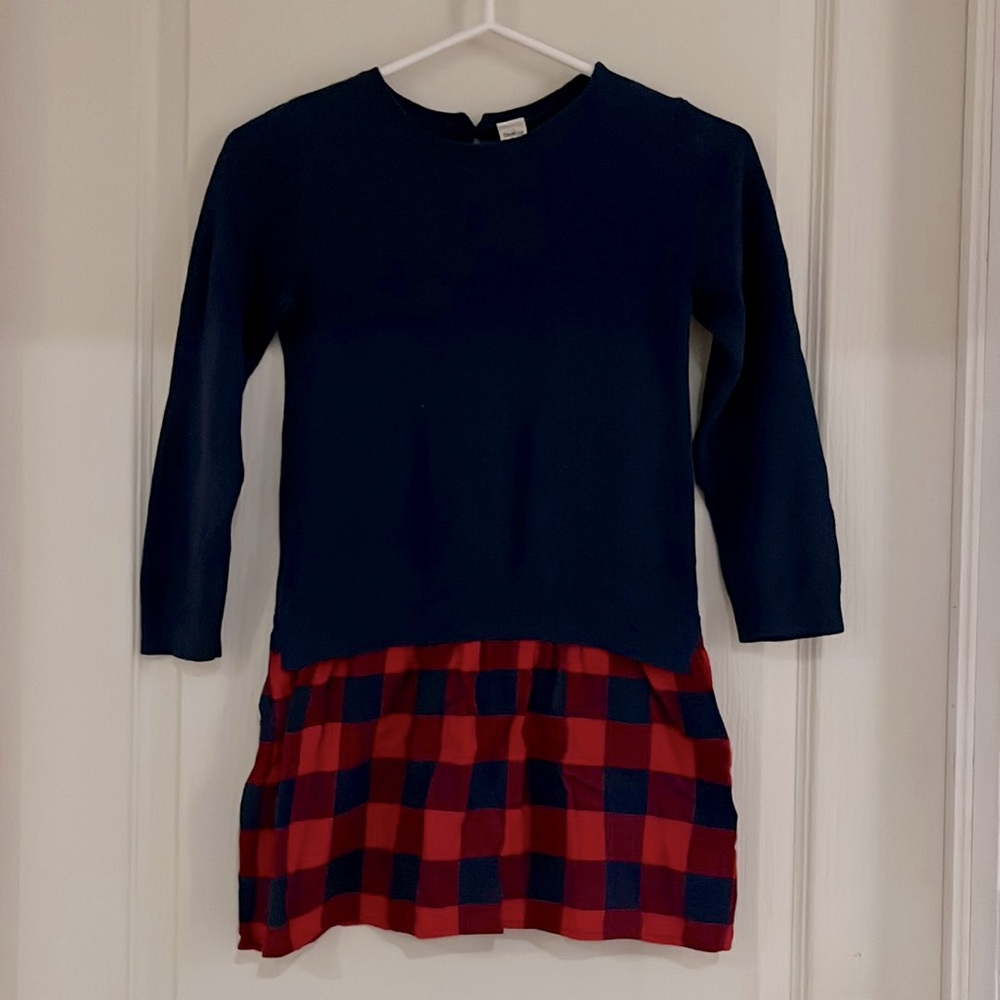 Sweater Dress with plaid Skirt